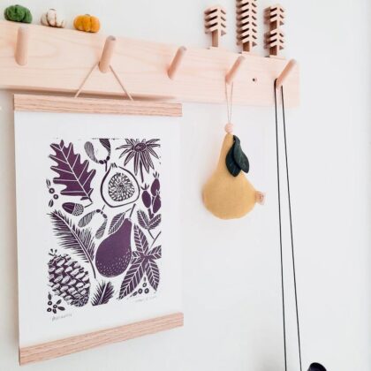 Autumn linocut print display