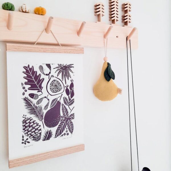 Autumn linocut print display