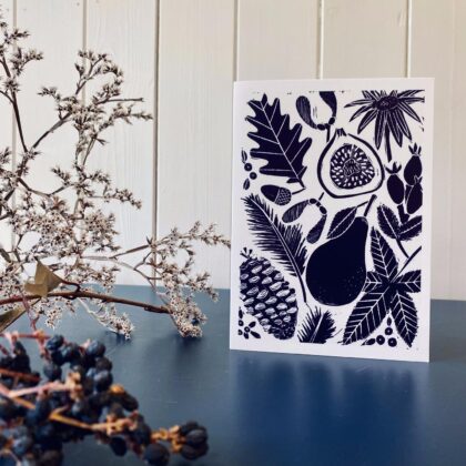 Autumn printed greetings card botanical