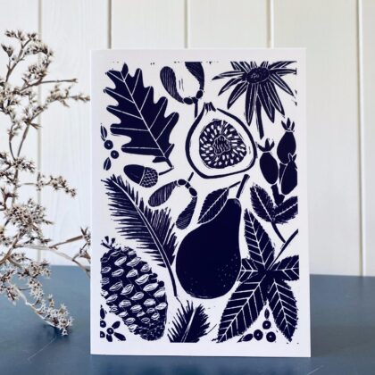 Autumn printed greetings card floral