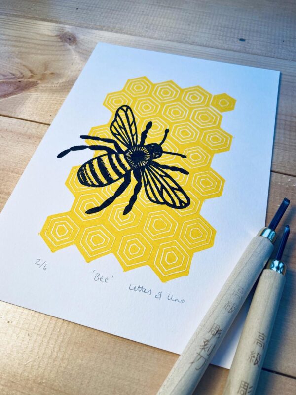 Bee a5 unframed lino cut print carving tools