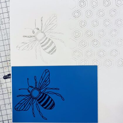 Bee linocut print image design