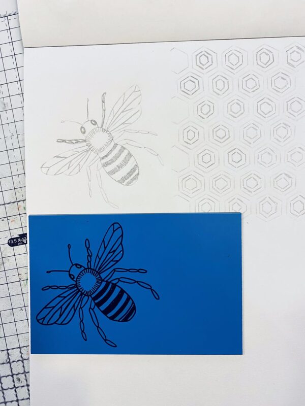 Bee linocut print image design