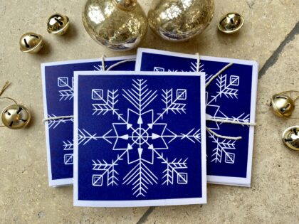 Blue snowflake christmas card set