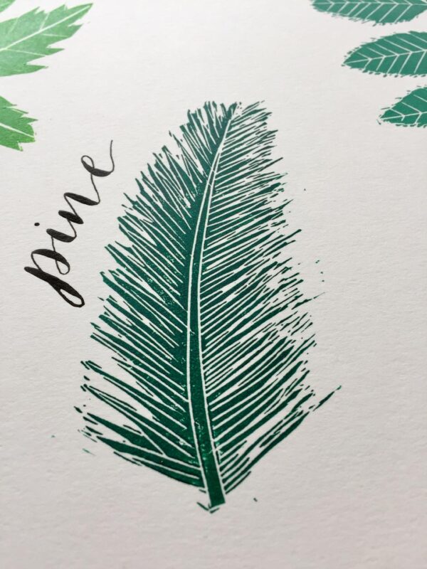 Close up pine calligraphy large leaves print