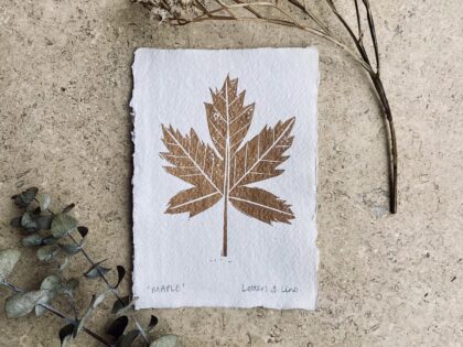 Copper maple lino cut print