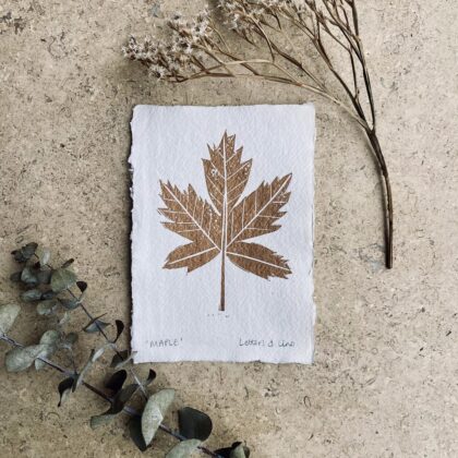 Copper maple lino cut print