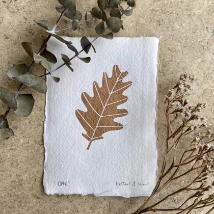 Copper oak lino cut print
