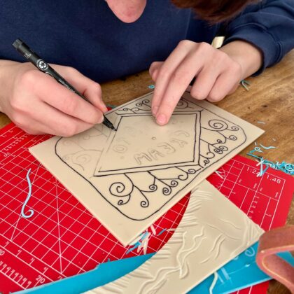 Family workshop custard cream drawing