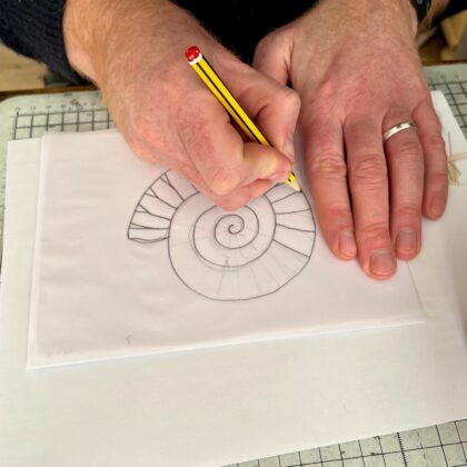 Family workshop fossil sketching