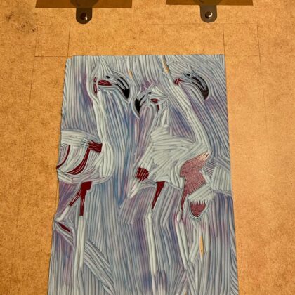 Flamingos carved block final layers