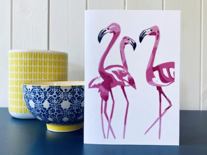 Flamingos greetings card