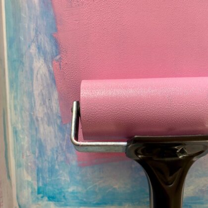 Flamingos pink ink roller