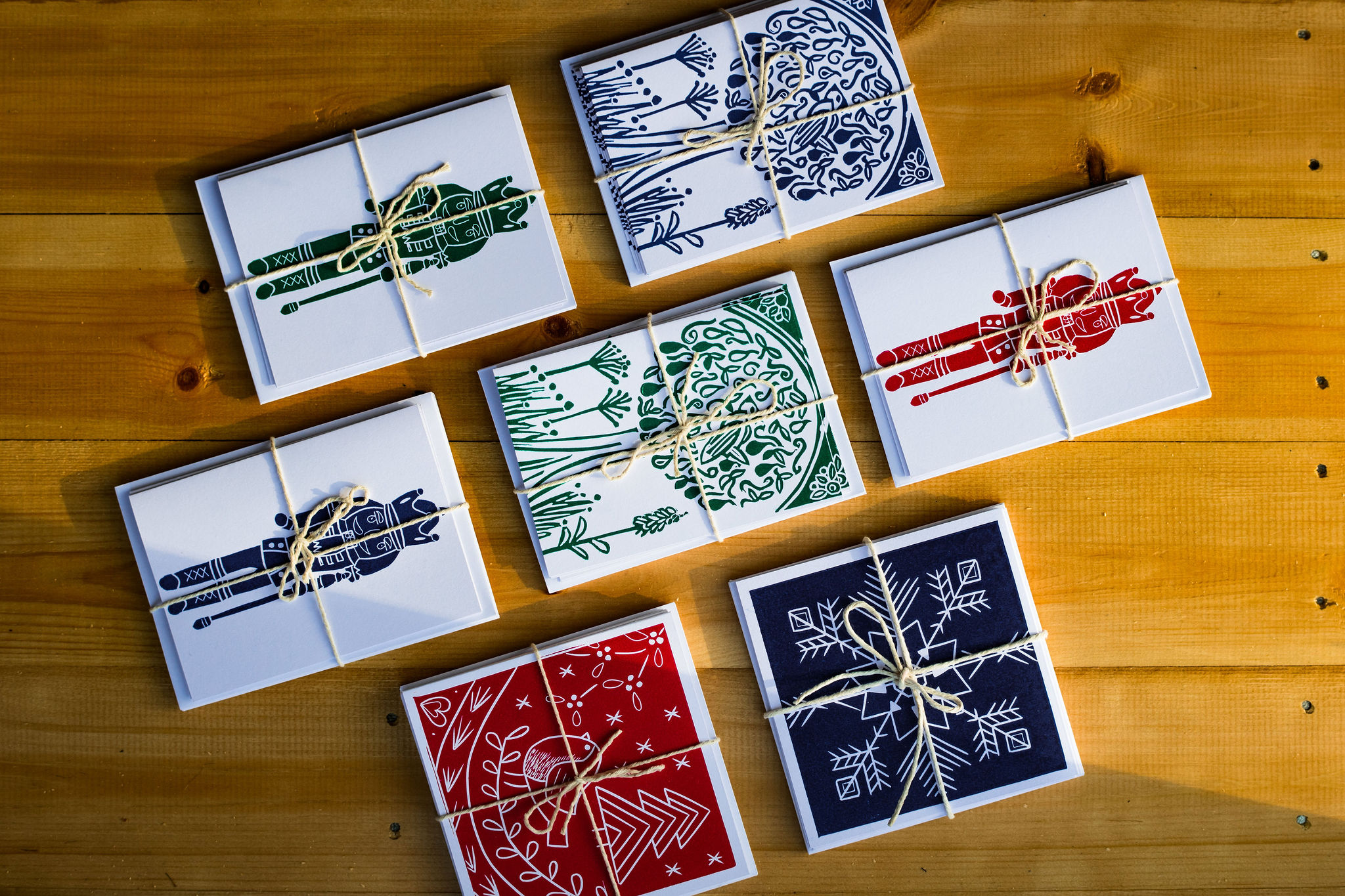 Handprinted lino christmas card sets Handprinted lino christmas card sets