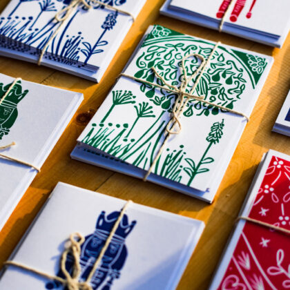Handprinted linocut christmas cards Handprinted linocut christmas cards