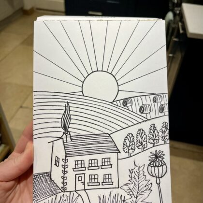 House in the hills pen sketch