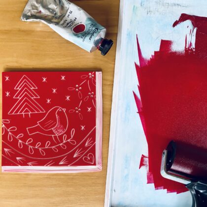 Inked red robin christmas card design Inked red robin christmas card design