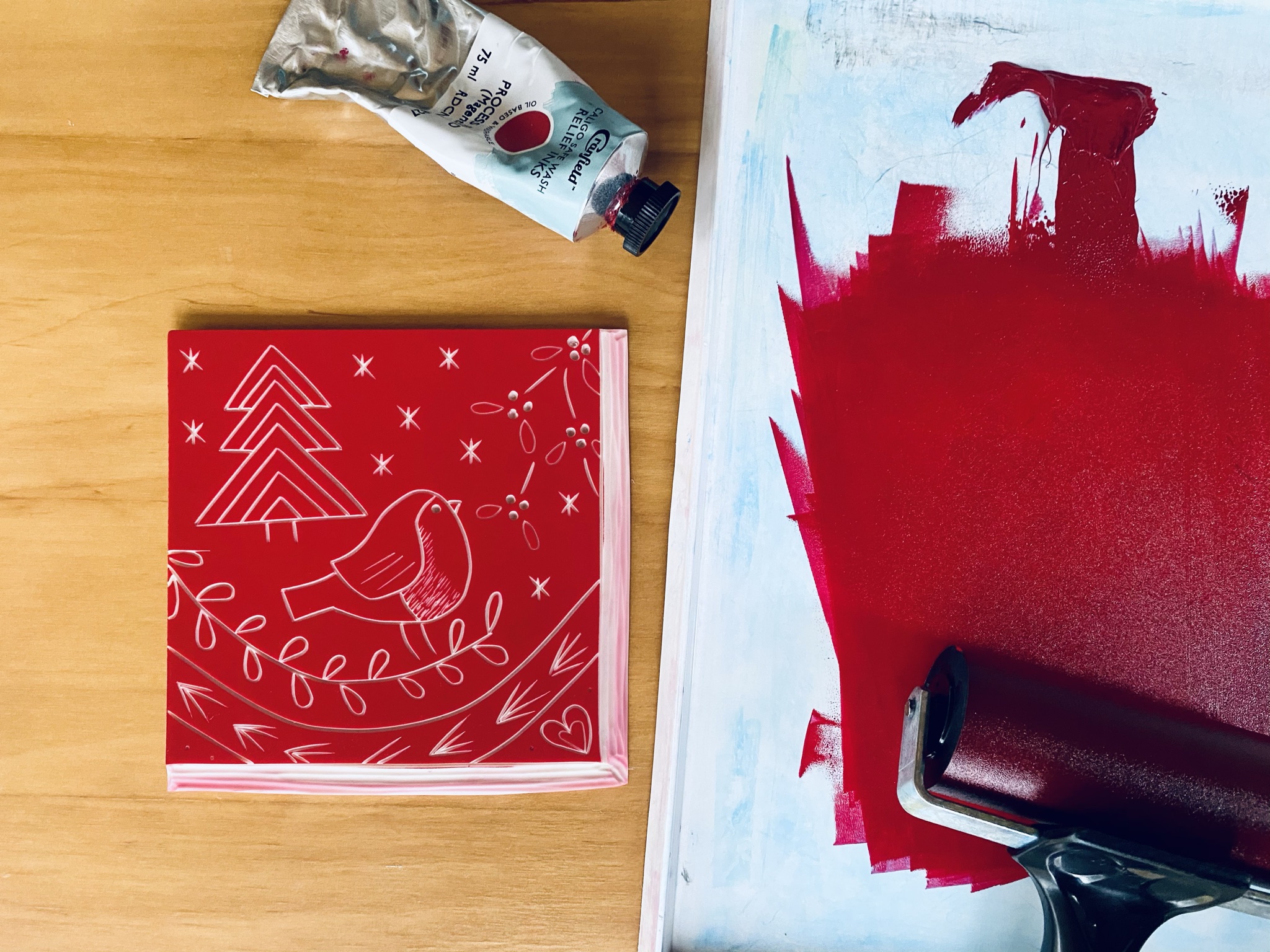 Inked red robin christmas card design Inked red robin christmas card design