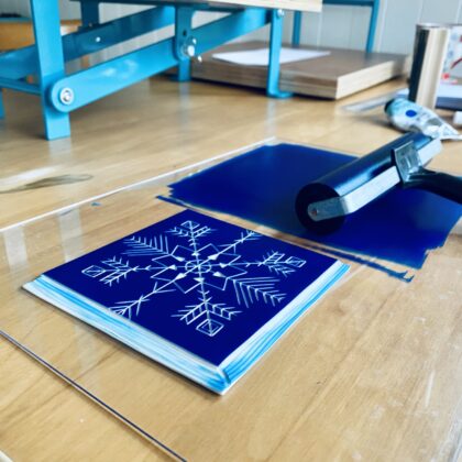 Inked up snowflake lino Inked up snowflake lino