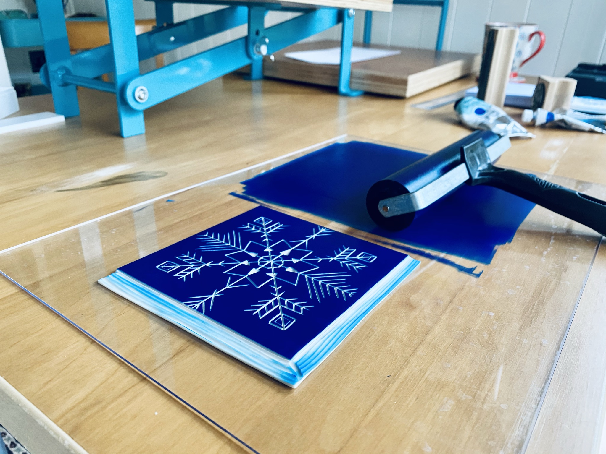 Inked up snowflake lino Inked up snowflake lino