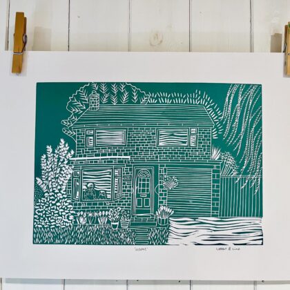 Louise house lino print 5