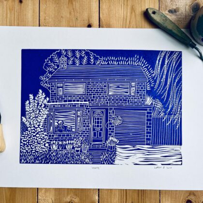 Louise house lino print 6