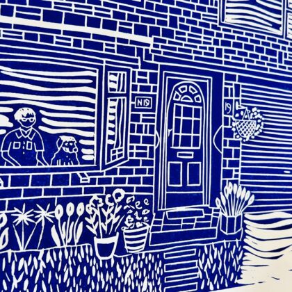 Louise house lino print 8