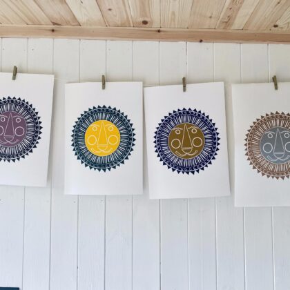 Mr lion linocut prints range
