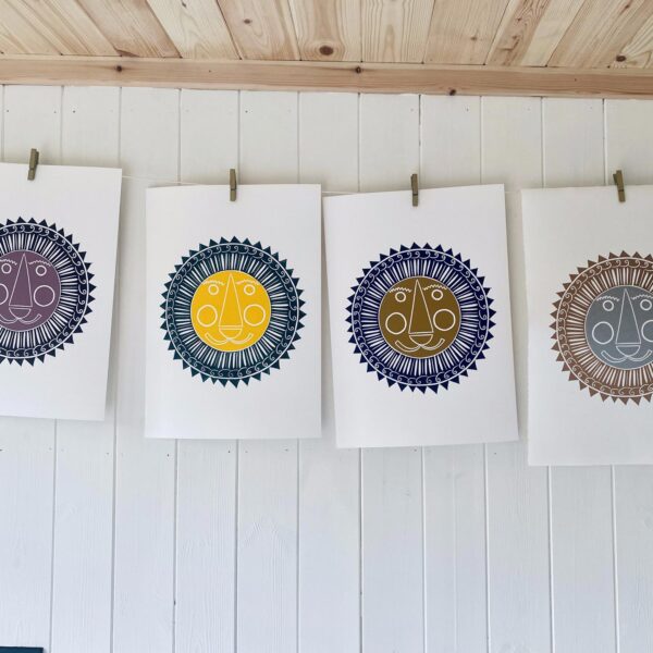 Mr lion linocut prints range
