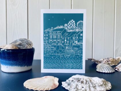 Padstow sea green greetings card