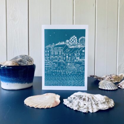Padstow sea green greetings card