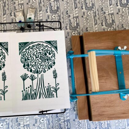 Partridge in a pear tree a5 green printing press