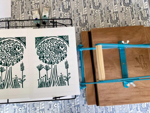 Partridge in a pear tree a5 green printing press