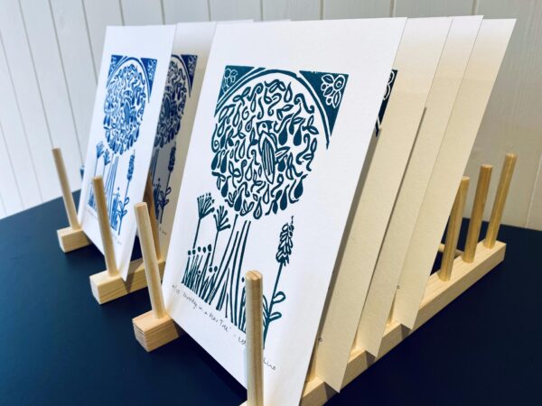 Partridge in a pear tree a5 lino cut prints