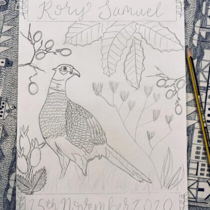 Pheasant in autumn personalised sketch