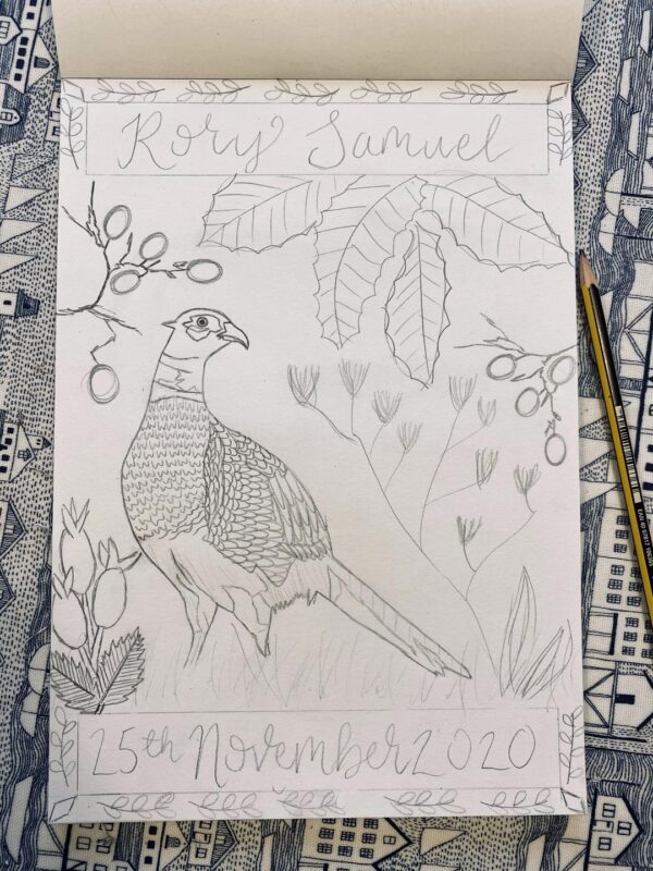 Pheasant in autumn personalised sketch