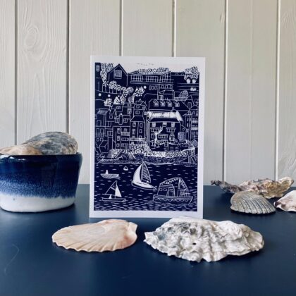 Salcombe harbour navy greetings card
