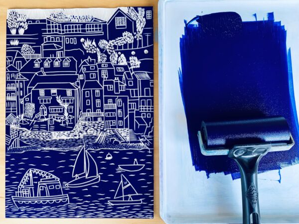 Salcombe lino block inked navy