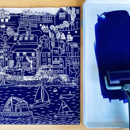 Salcombe lino inked block navy