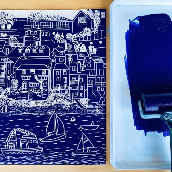 Salcombe lino inked block navy
