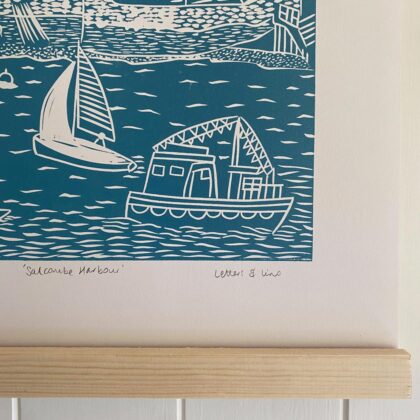 Salcombe sea green close up ferry framed