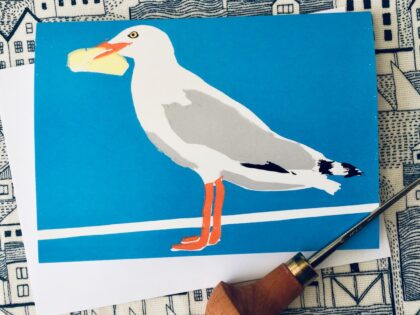 Seagull printed greetings card