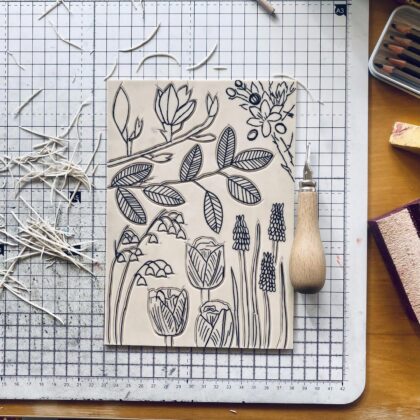 Spring lino block carving progress