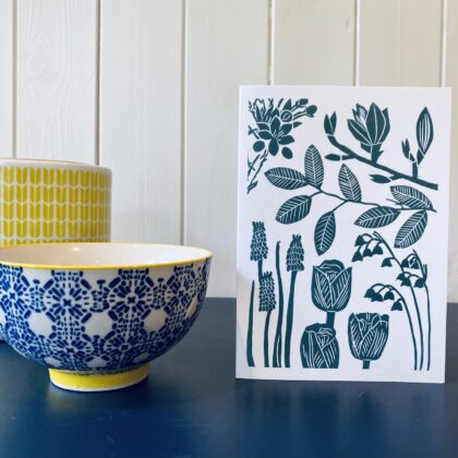 Spring printed greetings card on display