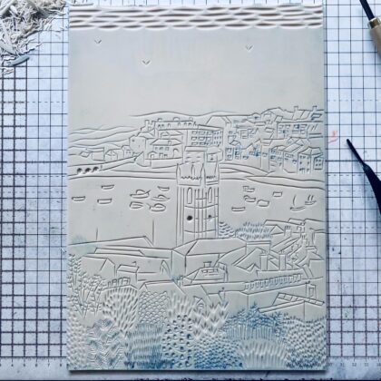 St ives carved lino block