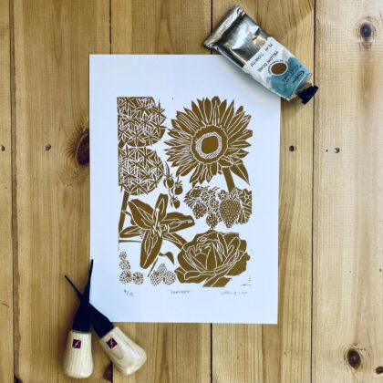 Summer lino cut print