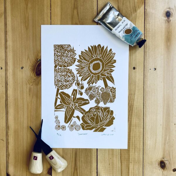Summer lino cut print