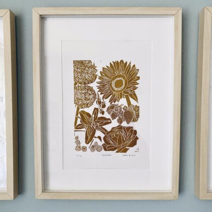 Summer lino cut print framed