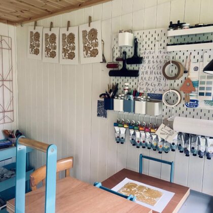 Summer lino cut print studio