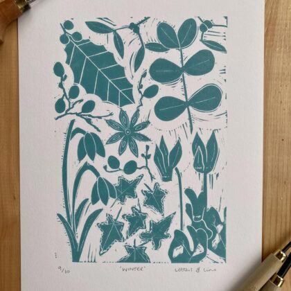 Winter linocut unframed print